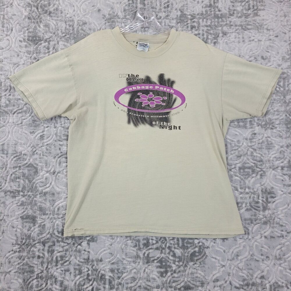 Vintage Cabbage Patch Shirt Mens Large Ivory Night Club San Francisco Thrashed